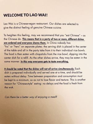 Explications du menu  at Lao Wai in Stockholm