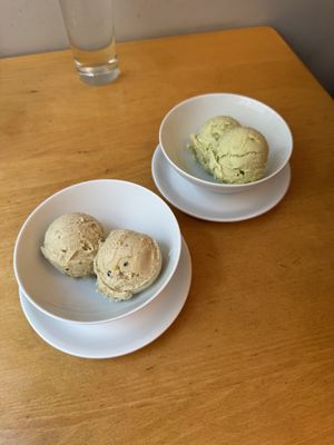 Pistachio and pandan ice creamcream  at Lao Wai in Stockholm