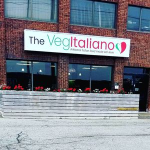 outside entrance sign at The Vegitaliano in Vaughan
