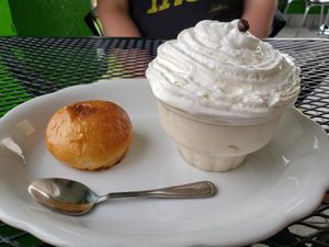 Granita al caffe served with a brioche at The Vegitaliano in Vaughan
