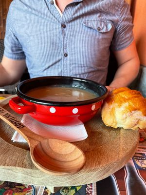 The mushroom soup is great (ask for vegan mushroom soup).  at Gostilna Pezdirc in Semic