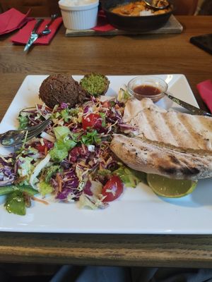 Falafel dish with vegan sauce (unfortunately I started eating before taking a photo, sorry!) at Pivohram Golar in Gornja Radgona