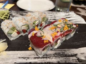 Veggie roll (left). Bito Maki (right). Both Vegan.  at Blue Sushi Sake Grill in Lexington