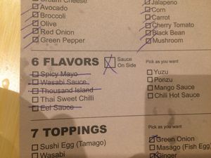 Crossed out flavors are not vegan  at Tai Chi Bubble Tea - Mt Hope Ave in Rochester