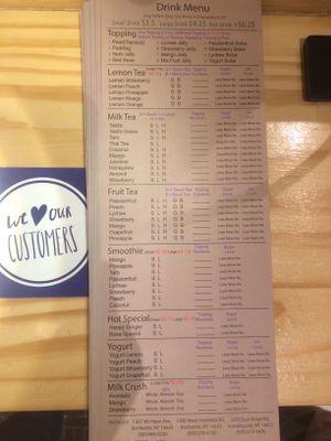 Menu 2 at Tai Chi Bubble Tea - Mt Hope Ave in Rochester