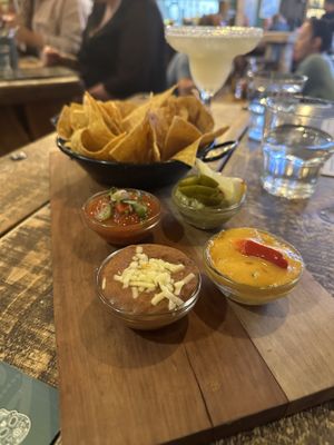 Corn chips with vegan dip options  at Amigos Mexican Grill in Wanaka