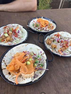 Coliflor and tofu frito tacos  at Amigos Mexican Grill in Wanaka
