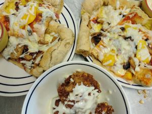 Sunshine Deli Special! Basil Base Stuff Crust Pizza, this one is a Meatless Feast accompanied with Cheeze Mac & Cheese Balls at Sunshine Deli in Sheffield