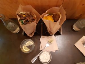 Shawarma (left) + Falafel (right) at Falafeleria - Sta Barbara in Madrid