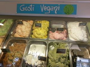 vegan gelato section at Gelateria Caffetteria Il Cremino in Pordenone