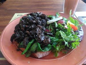 Toast with Mushrooms at Negra in Porto
