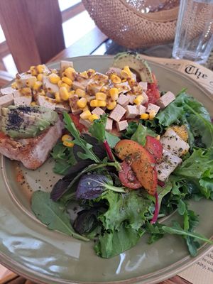 Tofu, tomato and avocado on toast at Negra in Porto