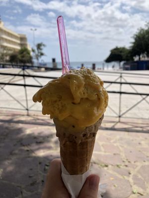 Maracuya (passion fruit) sorbet. Small size. at Ice Dreams in Tenerife