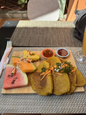 Vegan pancakes   at Union Cafe in Antigua