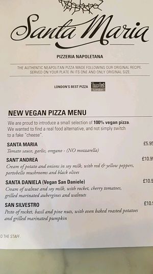 vegan pizzas at Santa Maria Pizzeria in West London