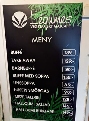 Menu sign at Legumes - Hornsgatan at Legumes - Hornsgatan in Stockholm