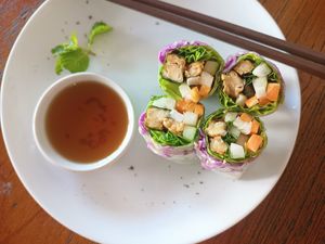 Tempeh fresh rolls at Indochine Bistro in Yogyakarta