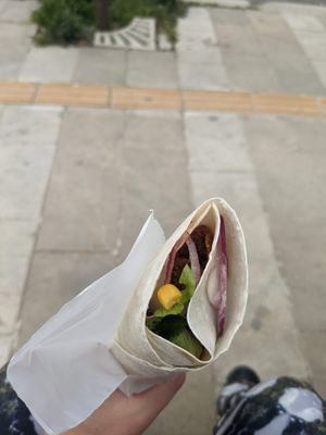 Mega Dürüm (125g çig koffte) at Komagene in Bodrum