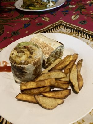Bean burrito with hummuss  at Warung Mexicana in 