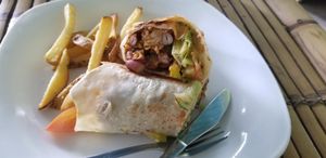 Vegan falafel burrito 30k(us$2) at Warung Mexicana in 