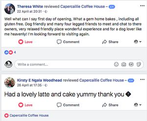 5 star reviews at Capercaillie Coffee House in Huntly