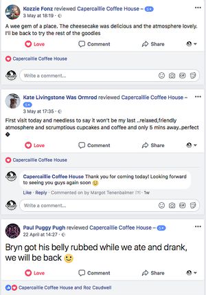 More 5 star reviews! at Capercaillie Coffee House in Huntly