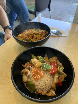 Tom yum fried rice and the lemon chicken rice dish  at Spring of Life - SOL in Bowral