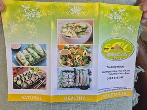 Menu at Spring of Life - SOL in Bowral