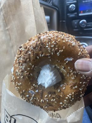 Everything bagel  at Blazing Bagels in Seattle