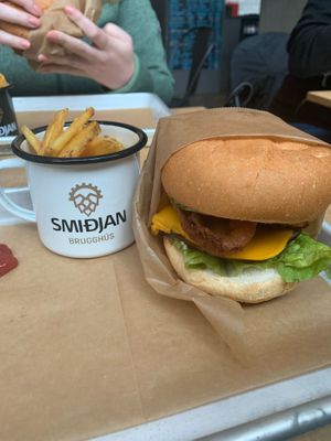 Vegan burger  at Smiðjan Brugghús in Vik
