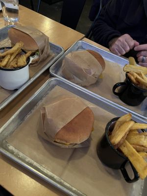 Vegan burgers and fries  at Smiðjan Brugghús in Vik