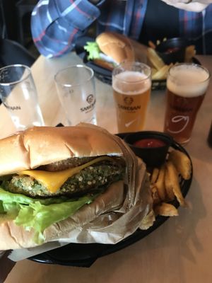 Kale and quinoa vegan burger at Smiðjan Brugghús in Vik