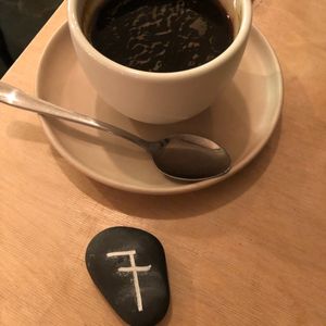 Coffee and table number  at Smiðjan Brugghús in Vik