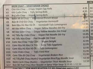 Menu at Pho Palace in Arlington