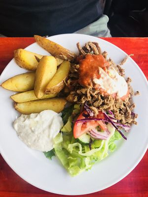 Kebab plate at Sodermanna Vegetariska in Stockholm