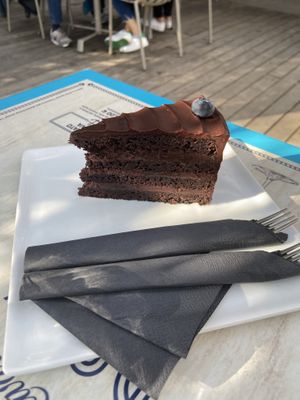 Vegan chocolate cake at Kavarna Park in Vrhnika