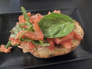 Half of the bruschetta   at Carlucci Restaurant in Dunfermline