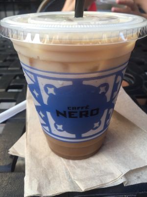 vanilla latte with soy milk at Caffe Nero in Boston