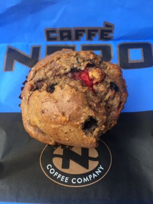 blueberry cupcake with almonds at Caffe Nero in Boston