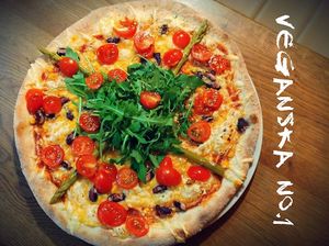 Vegan pizza at Fantom Bar in Slovenj Gradec