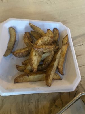 Side of potato wedges. Yum!😄  at Root Down Brewing Company in Phoenixville