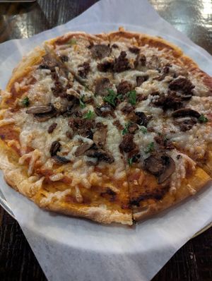 Mushroom Impossible Pizza #Veganuary at Root Down Brewing Company in Phoenixville