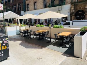 Patio dining  at Beyond Sushi - Mulberry St in New York City