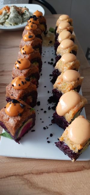 Spicy mango and smokey Jack at Beyond Sushi - Mulberry St in New York City