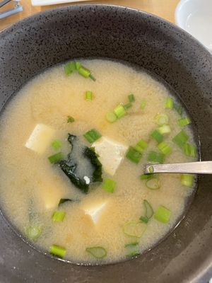 Miso soup  at Beyond Sushi - Mulberry St in New York City
