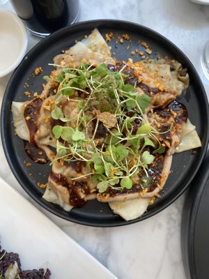 truffle dumplings at Beyond Sushi - Mulberry St in New York City
