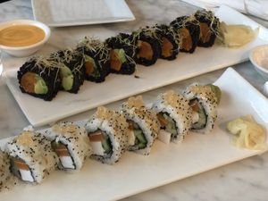 Philadelphia roll and I can’t remember the other but both great 😊  at Beyond Sushi - Mulberry St in New York City