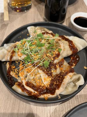 Shiitake dumplings! A must have .  at Beyond Sushi - Mulberry St in New York City