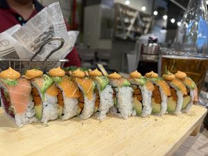 Rainbow sushi  at Beyond Sushi - Mulberry St in New York City
