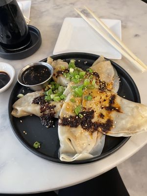 Ginger beef dumplings   at Beyond Sushi - Mulberry St in New York City